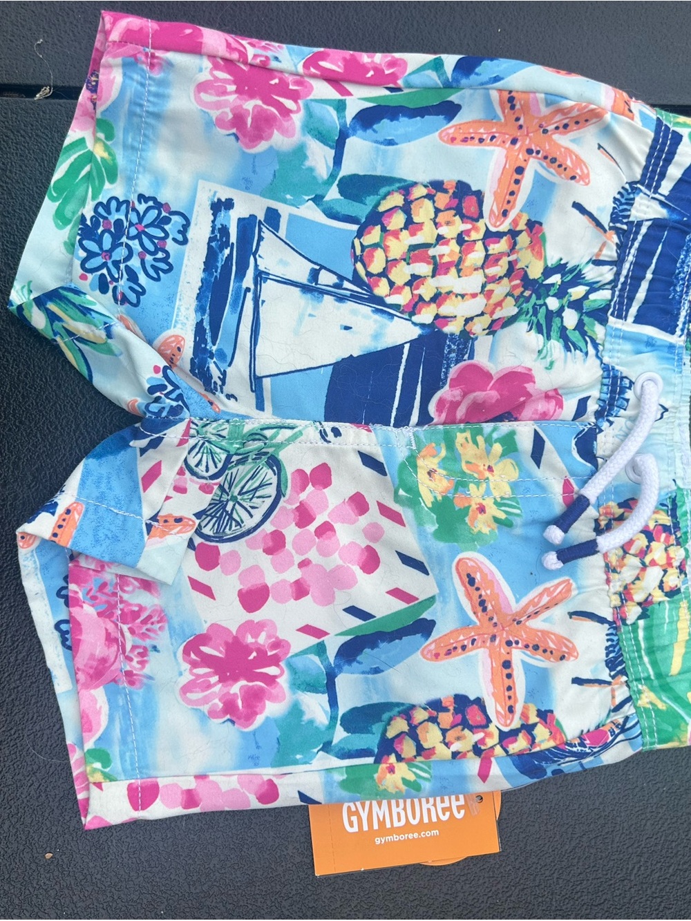 Gymboree Blue Multi Tropical Print Swim Trunks